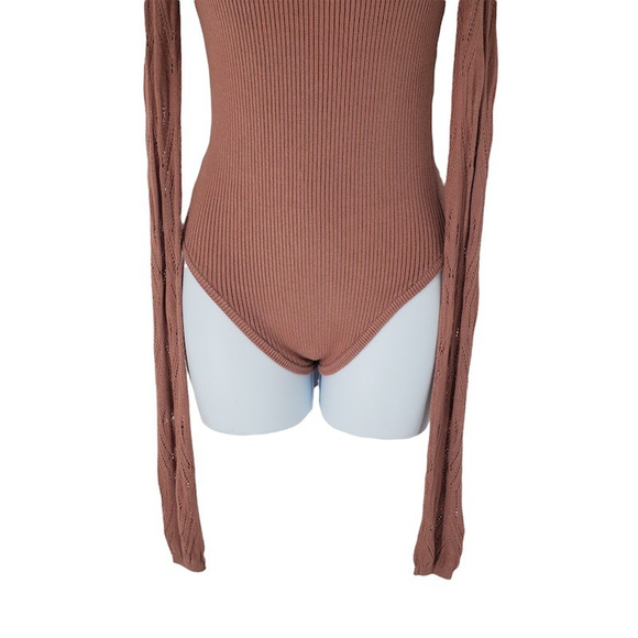 Free People Intimately Women Sweater Bodysuit Pink Long Sleeve Turtleneck XS New - Picture 3 of 8